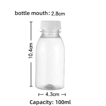 6pcs Small Plastic Bottle 100ml Milk Bottles Small Juice Bottles Leakproof Milk Bottles Portable Beverage Bottles Plastic Water