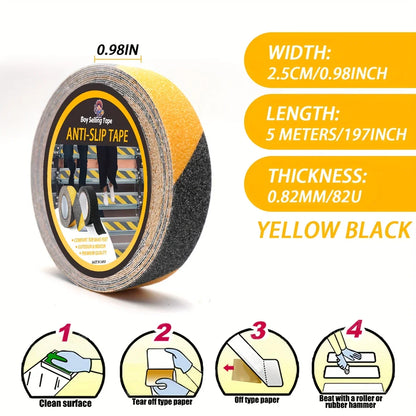 Anti slip safety tape， used for anti slip of stairs and steps, strong ground grinding tape  (Yellow/black)hazard warning tape