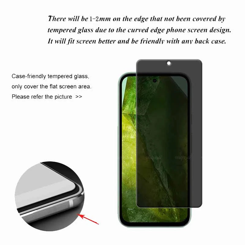 4Pcs For Google Pixel 8A Glass Google Pixel 8A Tempered Glass 9H HD Privacy Anti-Spy Cover Glue Screen Protector Google Pixel 8A