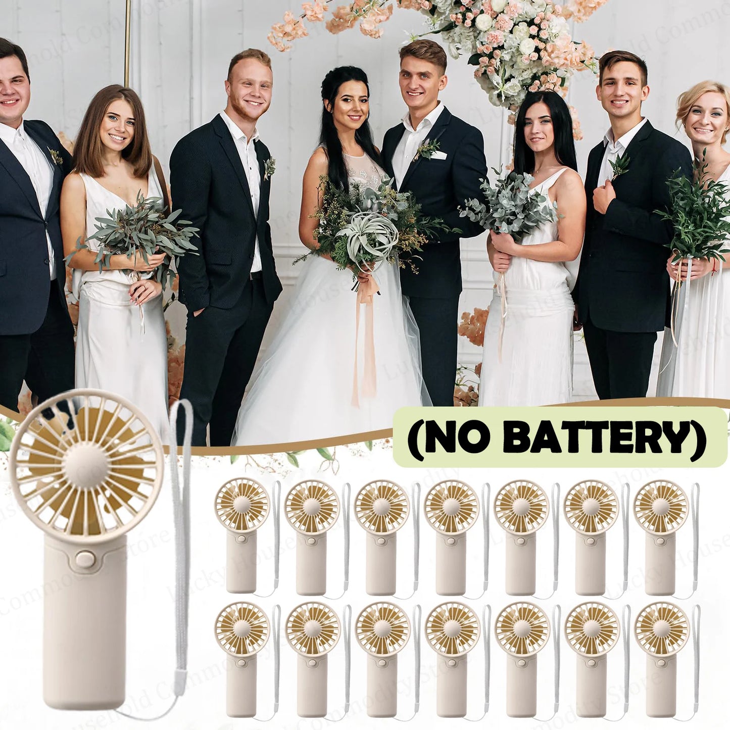 12-120PCS Portable Handheld Fan Bulk Wedding Fans for Guest Mini Handheld Fan Battery Powered Fans with Thank You Cards