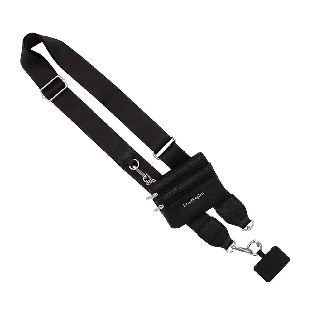 Phone Strap With Zippered Pouch Clip And Go Strap For Phone With Wallet Card Bag Crossbody Mobile Phone Storage Strap