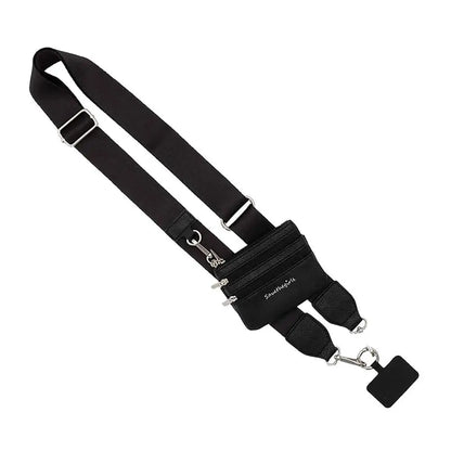 Phone Strap With Zippered Pouch Clip And Go Strap For Phone With Wallet Card Bag Crossbody Mobile Phone Storage Strap