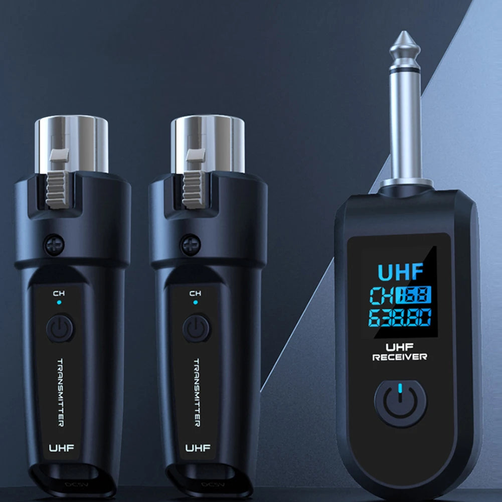 Wireless Microphone Transmitter Receiver System UHF XLR Adapter System for Dynamic Microphone Guitar Audio Mixer PA System