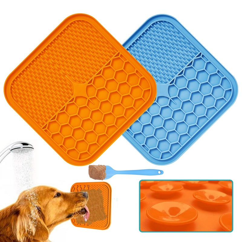 Slow Food Bowls With suction cup, Lick Pad, Slow Feeders, Treat Dispensing for Pet Dogs and Cats, Silicone Feeding Food Bowl