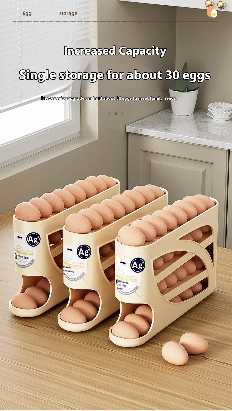 Refrigerator Egg Holder – Slide Out Egg Storage Container for Fridge Door – Auto-Rolling Egg Dispenser