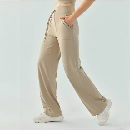 Yoga Pants Women Wide Leg Pants with Pockets High Waist Stretch Work Dress Pants Buttery Soft Casual Lounge Sweatpants Comfy