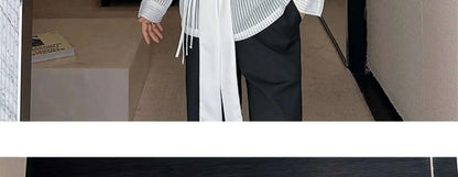 LUZHEN Stylish Personality Ribbon Decorate Translucent Long Sleeve Shirts Men's Elegant 2025 New Stylish Fake Two Piece LZ2413