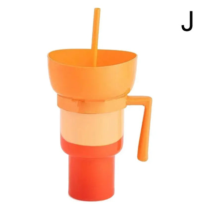New 2 IN 1 Creative Popcorn Snack Cup Integrated Beverage Cup with Handle Portable Beverage Cup Novel Design and Many Functions