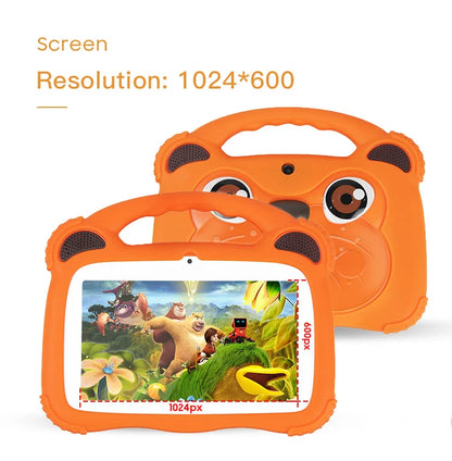 7 inch Android Kids Learning Tablet 3000mah 16GB Quad Core Android10 With tablet protective sleeve and tablet tempered film