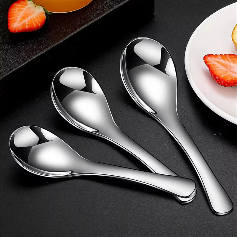 5pcs Stainless Steel Spoon Spoon Household Creative Stainless Steel Tablespoon Soup Spoon Small Spoon Spoon Children Dinner