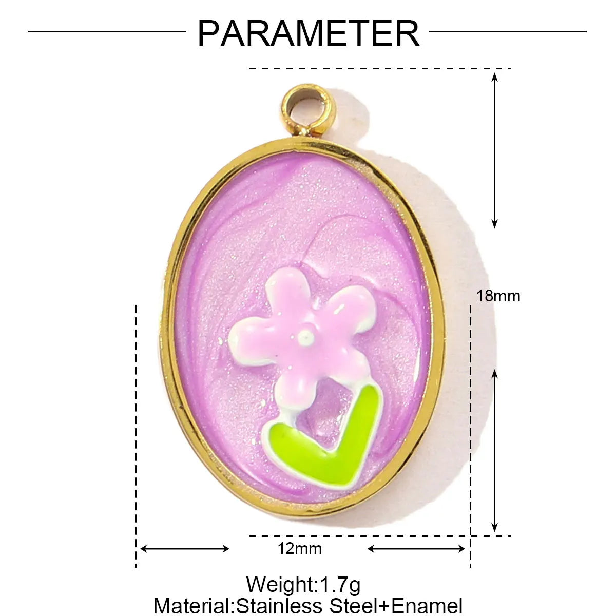 3pcs/Lot Sweet Gradient Enamel Rose Stainless Steel Diy Charm Women Rainbow Flower Waterdrop Necklace Pendant Love Heart Jewelry