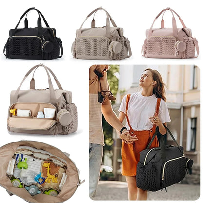 Multifunction Mommy Diaper Bag with Insulated Pocket Changing Pad Portable Baby Diaper Bag Large Capacity Nappy Waterproof Bag