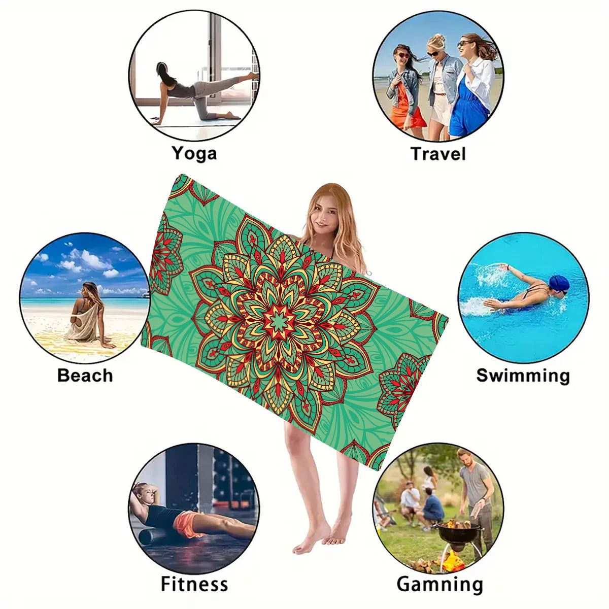1PC Beach Towel Boho Design Bath Towels Extra Large Sand Free Quick Dry Travel Towels Gifts For Yoga Sports Adults