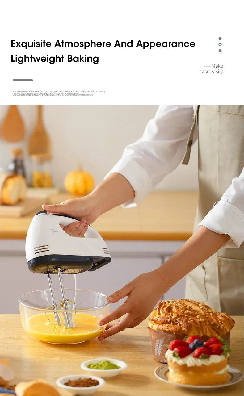 Electric Flour Blender Egg Beater Handheld Food Cake Bread Baking Dough Mixer for Kitchen Cooking 7 Speed Cream Blender