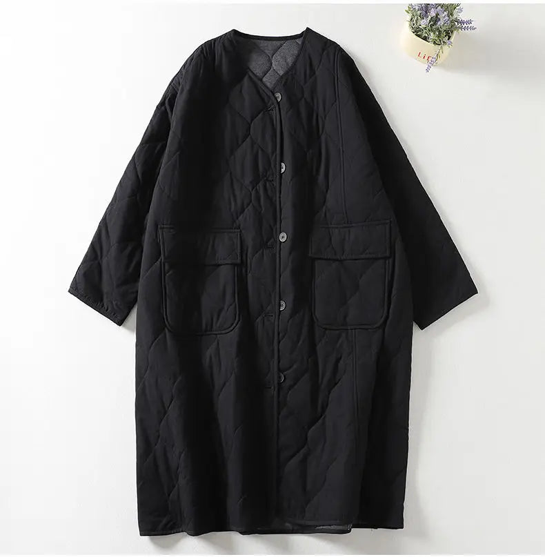 Oversized Women Parkas Overcoat New  Autumn Winter Lightweight Down Cotton Jacket Female Long Warm Padded Jacket Single-breasted