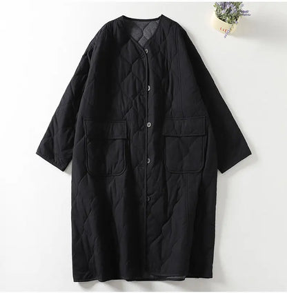 Oversized Women Parkas Overcoat New  Autumn Winter Lightweight Down Cotton Jacket Female Long Warm Padded Jacket Single-breasted