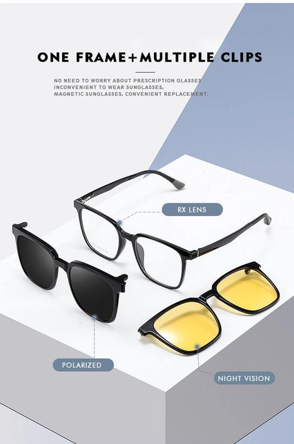 Magnetic Clip on Optical Myopia Glasses For Men Women Polarized Sunglasses Prescription Reading Glasses Blue Light Glass #TJ2190