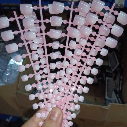 120pcs Square ToeNail Tips - Short French Tip Press On Toenails Pink Soft Gel Toe Nail Tips Full Cover Fake Toe Nail Extensions