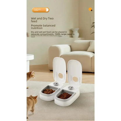 Pet Bowl Smart Timed Cat Feeder Quantitative Wet and Dry Food Single Meal Separation Home Use Automatic Feeding for Dogs & Cats