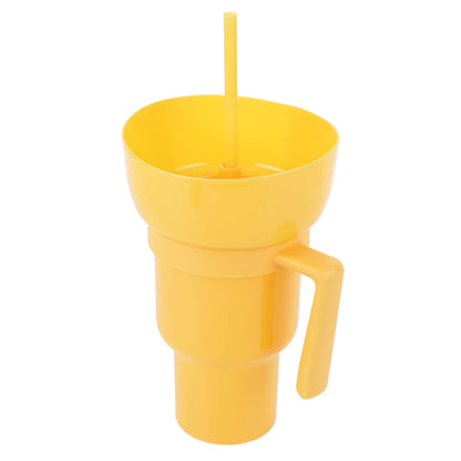 New 2 IN 1 Creative Popcorn Snack Cup Integrated Beverage Cup with Handle Portable Beverage Cup Novel Design and Many Functions