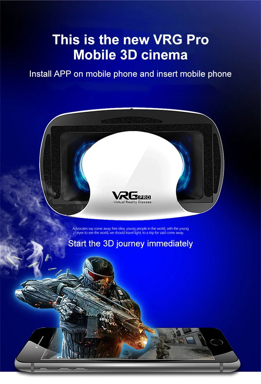 2025 New VR Headset 3D Virtual Reality Glasses 7" Stereo Headset with Remote Controller for IOS Android Smartphones
