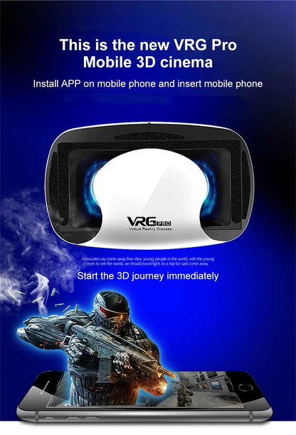 2025 New VR Headset 3D Virtual Reality Glasses 7" Stereo Headset with Remote Controller for IOS Android Smartphones