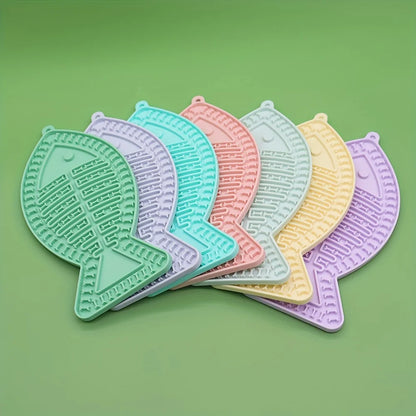 1pc Interactive Fish-Shaped Silicone Pet Lick Mat with Suction Cups Textured Slow Feeder for Dogs and Cats Durable Easy Clean