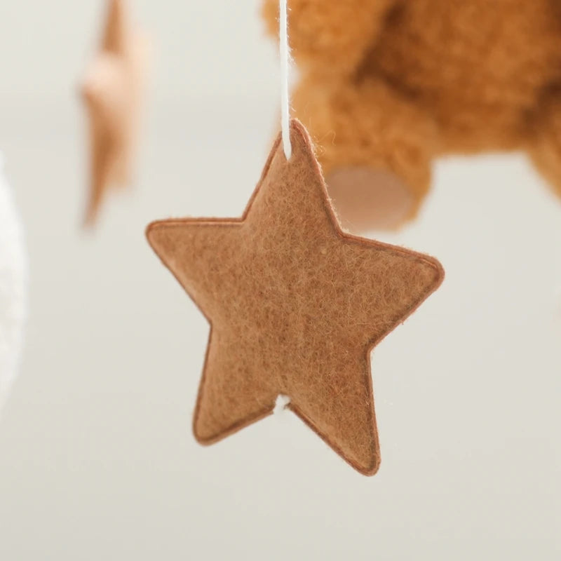 Baby Crib Mobile Rattle Toy 0-12Months Infant Soft Felt Teddy Velvet Pink Bear Bed Bell Hanging Toy Holder Bracket Crib Girl Toy