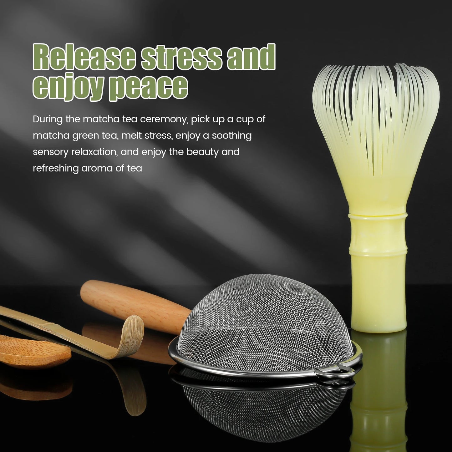 4Pcs Japanese Matcha Tea Set for Beginners Matcha Making Starter Kit with Matcha Whisk Tea Scoop Reusable Bamboo Matcha Whisk