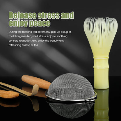 4Pcs Japanese Matcha Tea Set for Beginners Matcha Making Starter Kit with Matcha Whisk Tea Scoop Reusable Bamboo Matcha Whisk