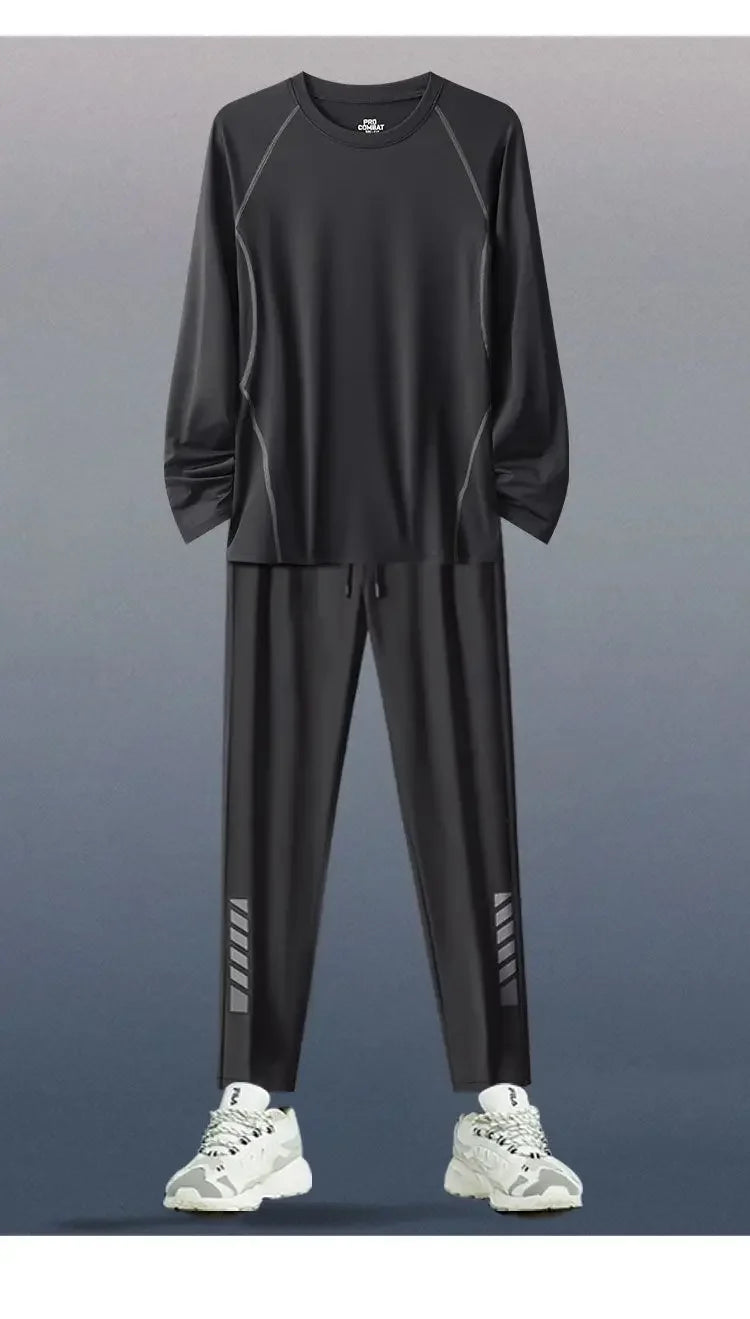 Sports Suit Men's Running Training Clothes Fitness Clothes Spring 2-3 PCS Running Quick-drying Sports Sets Jacket Mens Clothes