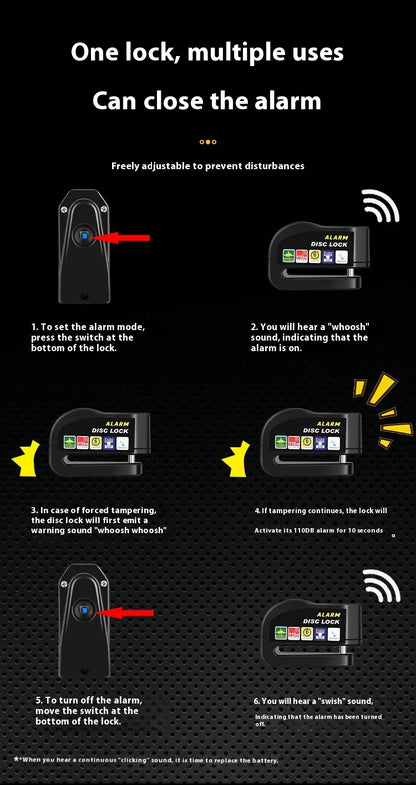 Bike Lock Bicycle Disc Brake Lock Alarm Protection Electric Bikes Locks Motorcycle Brake Disc Anti-theft Locks Cycling Equipment