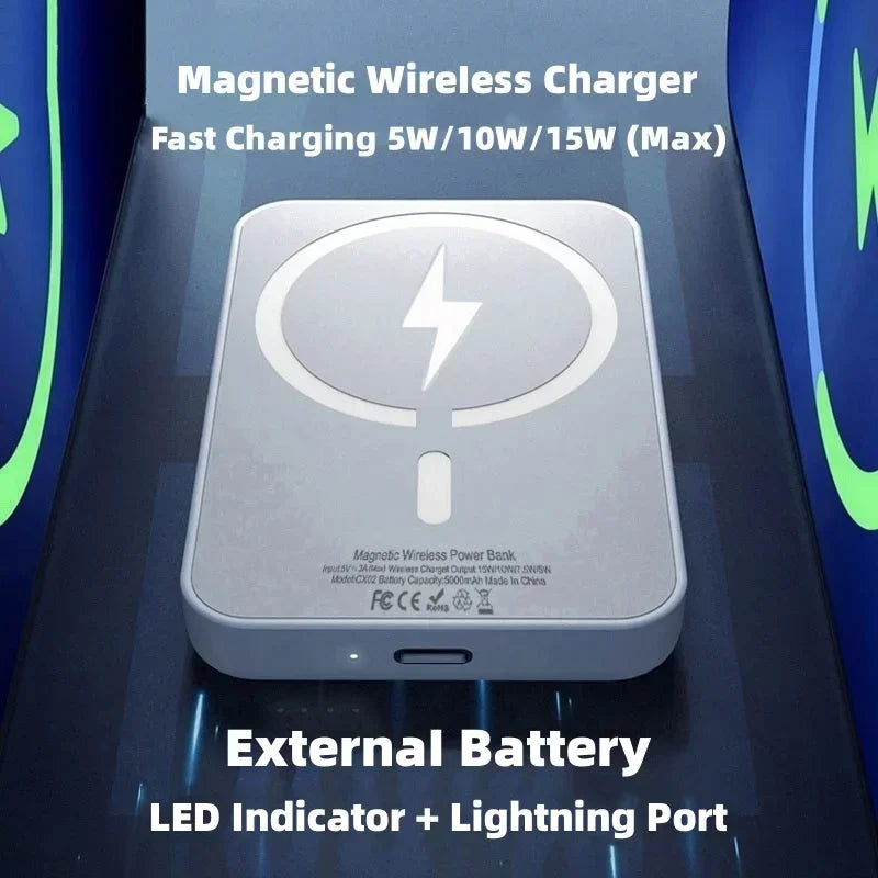 New 50000mAh Magnetic Wireless Power Bank for iPhone 12 13 14 15 Pro Max Portable Charger External Auxiliary Battery Pack