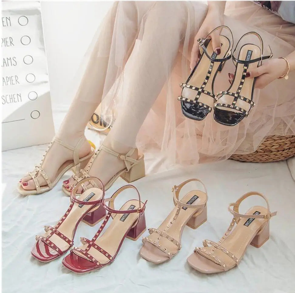 Chunky Sandal Woman Summer New 2024 Orthopedic Roman Wedge Rhinestone Sexy Medium Heel Mirror Luxury Designer Sandals for Women