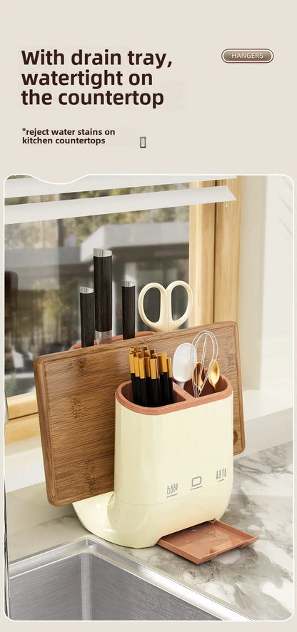 Kitchen shelf, household vegetable board storage rack, countertop drain, chopstick holder, cutting board, integrated knife holde