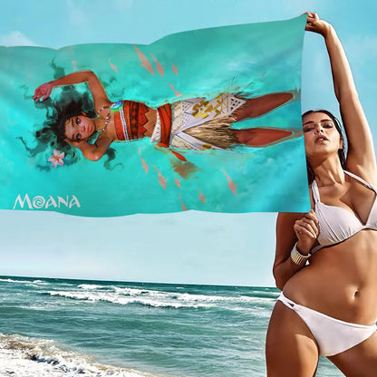 Cute Moana Cartoon Beach Towels Shower Towel Sauna Travel Spa Microfiber Quick Dry Gym Accessories Cute Room Decor