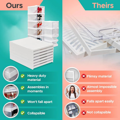 Transparent Shoes Box 6 Layers Shoe Display Case Thickened Foldable Sneaker Shoe Organizers Dustproof High-top Shoe Rack Shelf