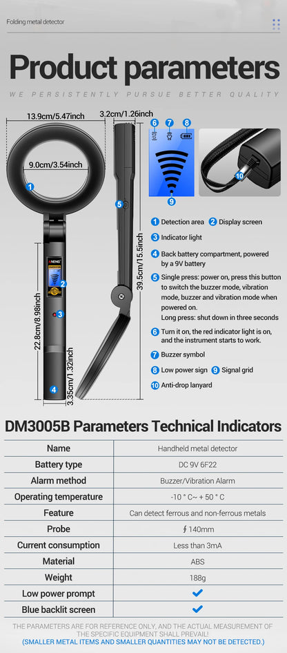 Metal Detectors ANENG DM3005B Handheld Portable High Sensitivity Metal Detector Underground Underwater Metal Finder Test Tools