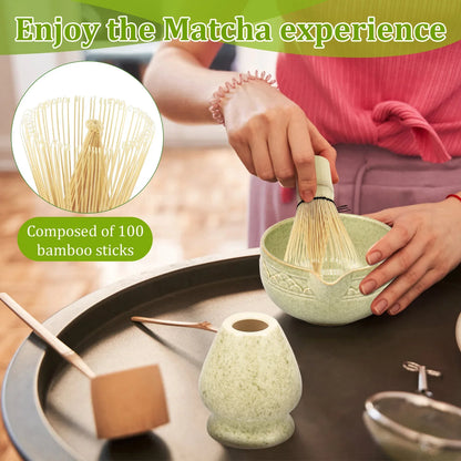 5Pcs Matcha Set Elegant Matcha Tea Set Includes Matcha Bowl Matcha Whisk Holder Bamboo Matcha Whisk and Scoop for Tea Lovers