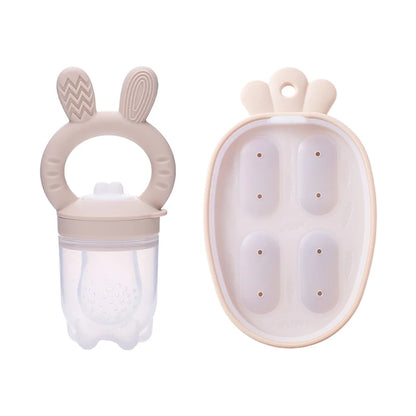 Bunny Animal Design Fruit Feeder Set Breast Milk Freezer Tray Food Soup Silicone Vegetable Feeder Nursing Toddler Teething Toy