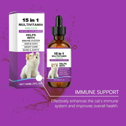 Cat Supplement All-in-1 Multi Liquid Body Care Drops Daily Supplement 60ml Body Care Drops For Supports Joint Care Skin & Coat