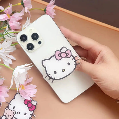Sanrio Hello Kitty Phone Socket Holder Kawaii Anime Finger Grip Bracket For Iphones Desktop Holder Back Sticker Gift