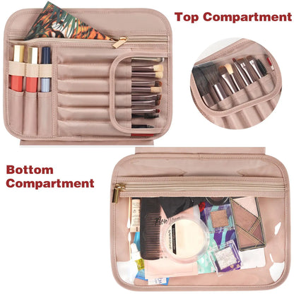 Travel Toiletry Bag,Faux Leather Hanging Makeup Bag Snap Handle,Multiple Traveling Organizer Container for Toiletries Accessorie