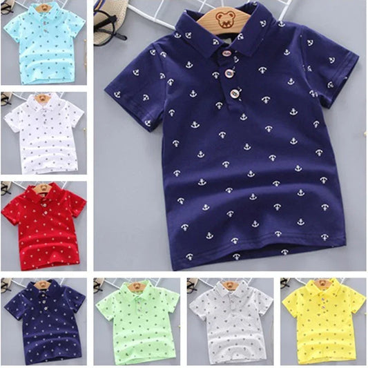 2025 Summer Baby Boys Shirts Short Sleeve Lapel Clothes for Girls Cotton Breathable Kids Tops Outwear 12M-5Y
