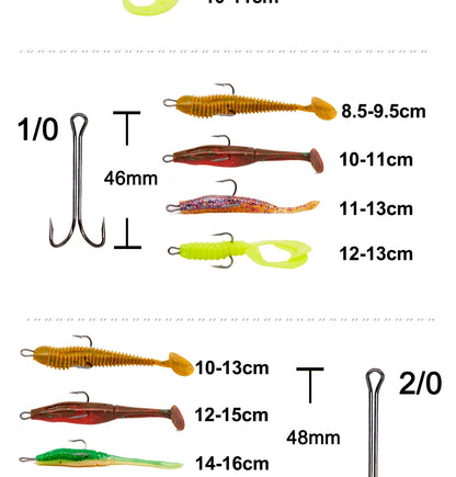 Hunthouse Double Hooks fishing hook long fishing stainless hook with soft lure sharp high carbon stee offset hook