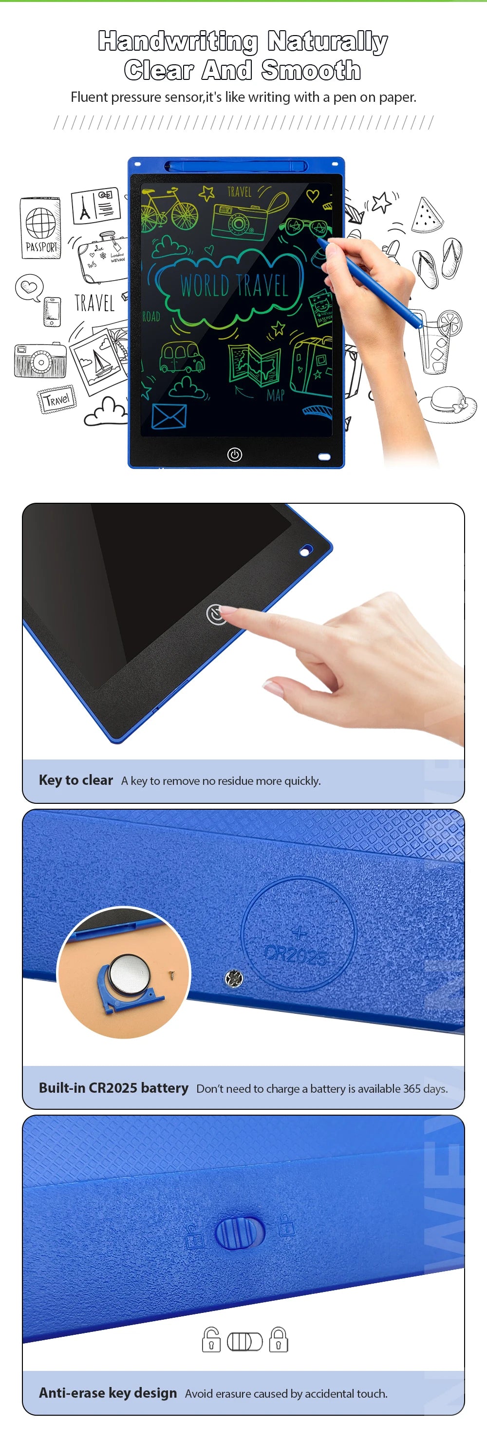 Drawing Tablet 8.5" LCD Colorful Writing Tablet Electronics Graphic Board Ultra-thin Portable Handwriting Pads Kids Gifts