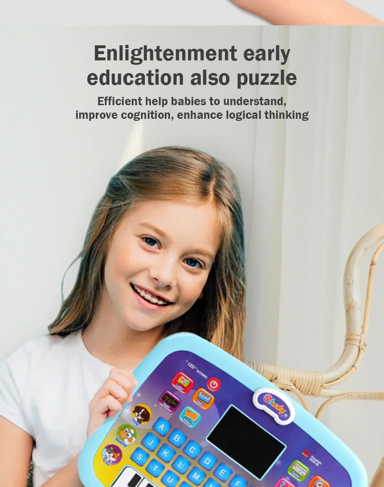 English Early Education Tablet Learning Machine with Functional Generate Sound and Light Touch Screen Tablet Toys for Kids