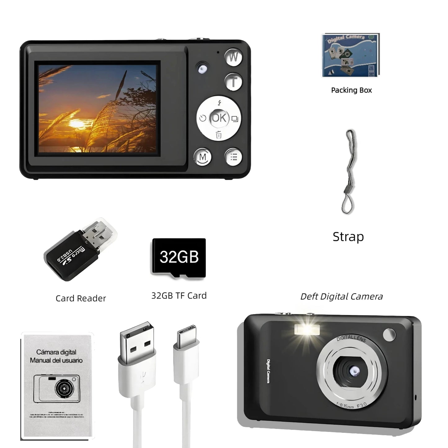 Digital Camera 1080p HD Video Taking Photos Portable selfie 2s/5s/10s Fine JPEG for Photography Beginners Teens Birthday Gifts