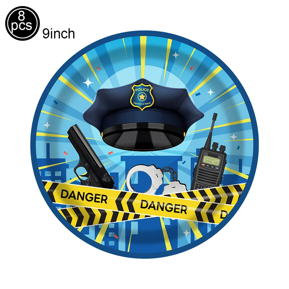 Police Party Birthday Decorations Tableware Police Party Plates Napkins Party Supplies Police Officer Theme Birthday Party Decor