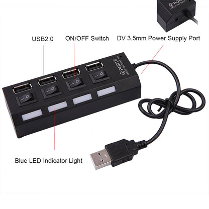 USB Splitter 4 Port Multiple Expander Docking Stations USB 2.0 Type C Hub OTG Adapter for Laptop PC Keyboard Mouse